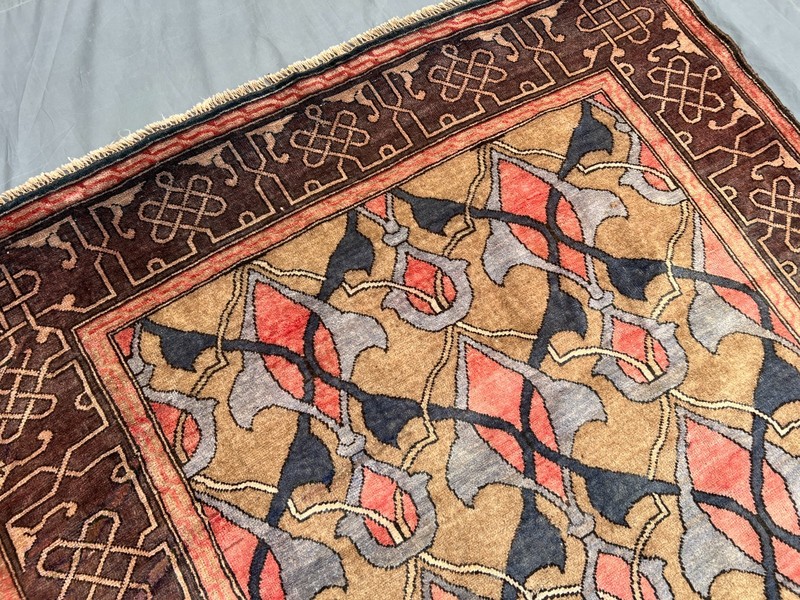 4'6 x 6'5 ft Antique Afghan Hand-Knotted Tribal Wool Rare Faded Geometric Rug gallery