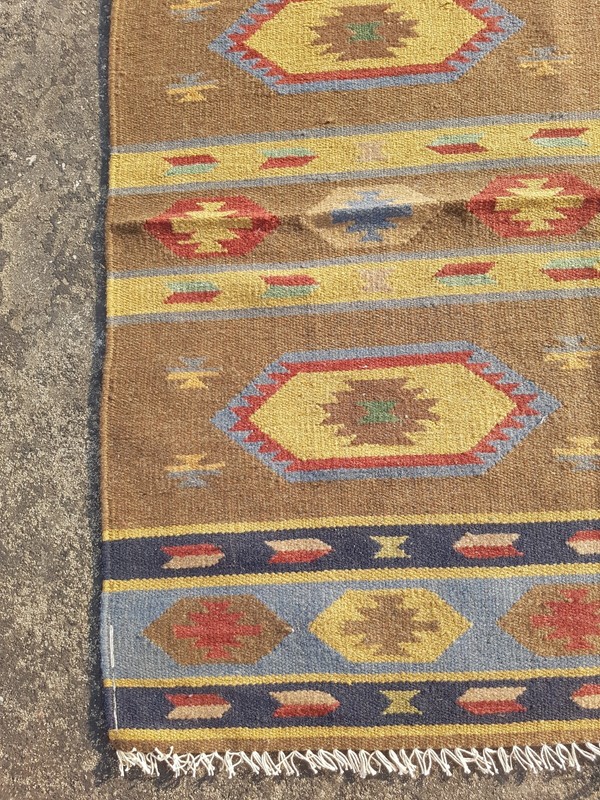 Vintage Traditional Handmade Beautiful Turkish Kilim Floor Rug Carpet 128x59 cm gallery