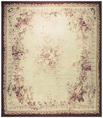 14X25 Antique French Aubusson Beige Wool Area Rug 1850