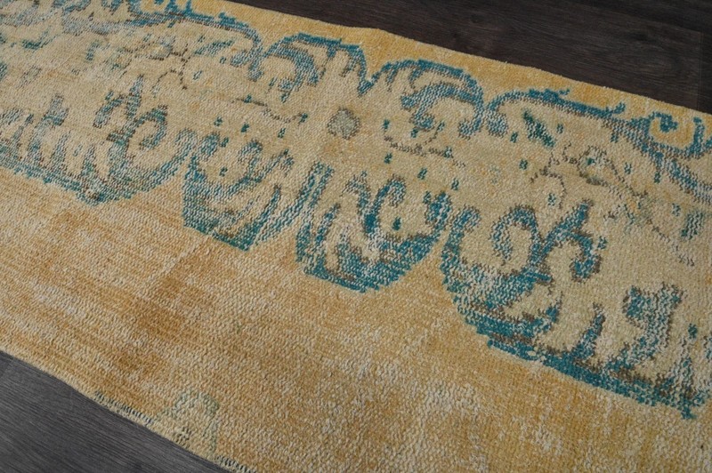 Vintage Turkish Runner Rug 2x5ft BEIGE Handmade Anatolian Oushak Hallway Wool gallery