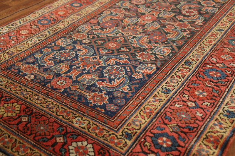 Pre-1900 Navy Blue Wool Hand-knotted Malayer 17 ft Runner Antique Rug 4x17 gallery
