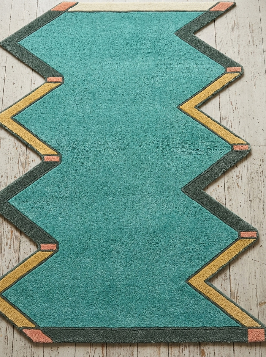 hand tufted rug geometric rug irregular shape rug zigzag rug wool rug kids rug gallery