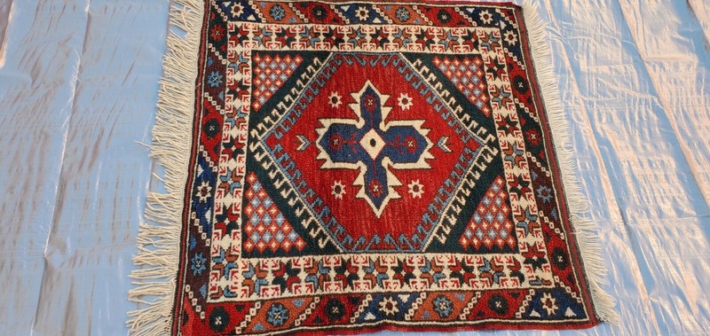 Turkish vintage square rug, area rug, handmade, 3 x 3 ft gallery