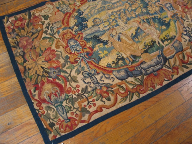 2'x3' Small Size Wool & Silk Antique 17th Century Wall Hanging Flemish Tapestry gallery