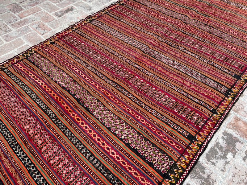 Vintage Mashwani Kilim Rug 5x10 Ft Handmade Afghan Wool Tribal Flatweave Carpet gallery
