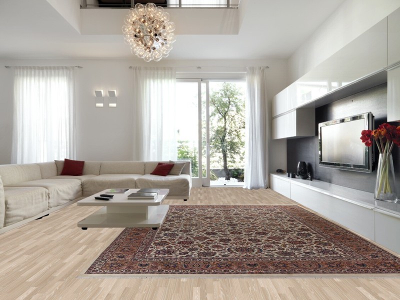 Vegetable Dye Kashmar Ivory Wool Vintage Handmade Living Room Large Rug 11x16 gallery