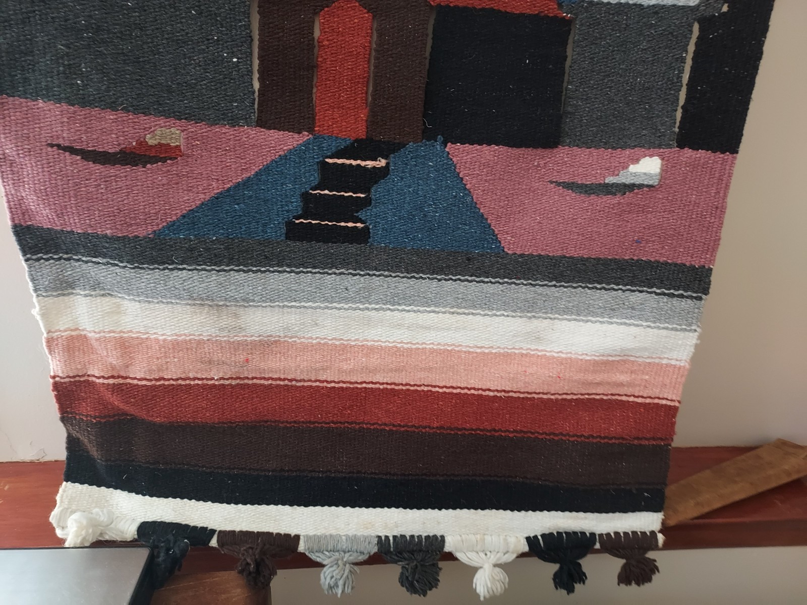 Vintage Handmade Wall Hanging Tapestry Multicolor about 27x46" gallery
