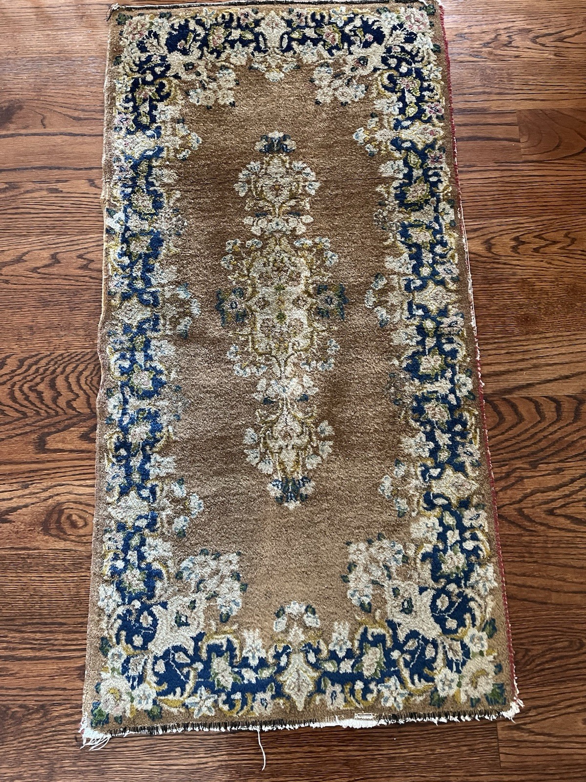 Vintage Hand Knotted Wool malayer Carpet with medallion professionally washed gallery