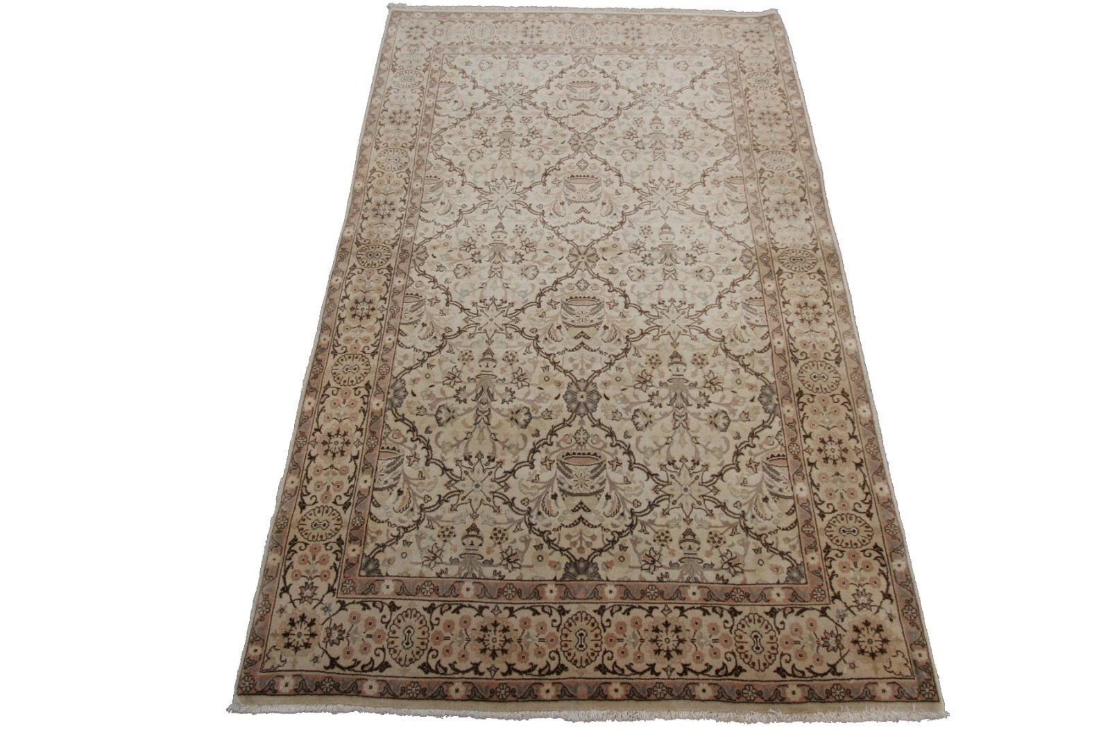 4x6 Rare Vintage Handmade Pakistani Wool Rug Vase Pattern Fine weave Tapestry gallery