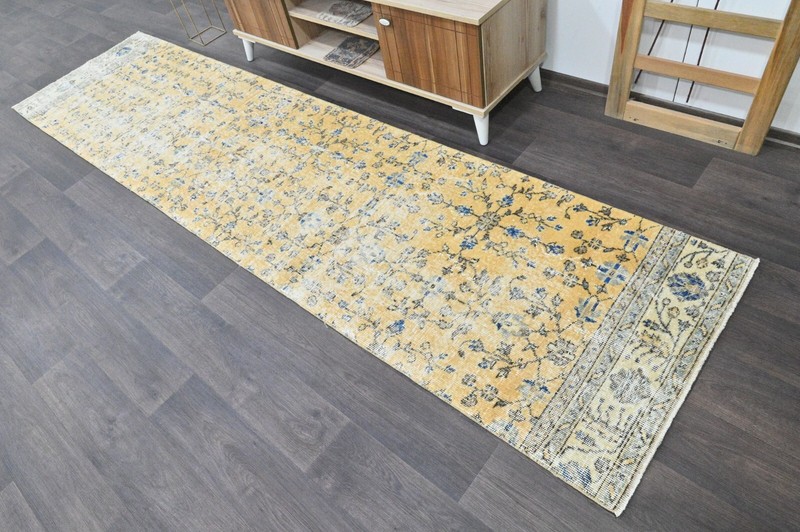 Vintage Turkish Runner Rug 3x10ft ORANGE Handmade Anatolian Oushak Hallway Wool gallery