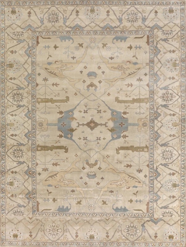 Exquisite Rugs Antique Weave Oushak Beige/Blue/Brown #9492 NEW OPEN BOX! gallery