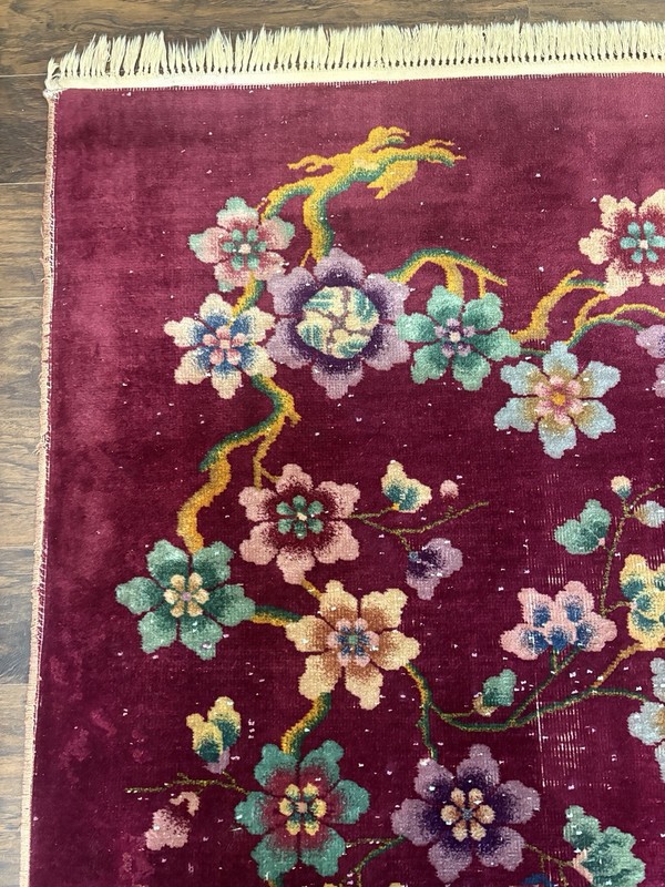 11.2x8.8 FT Antique Handmade Chinese Art Deco Wool Rug ( C- 1920’s or 1910’s) . gallery