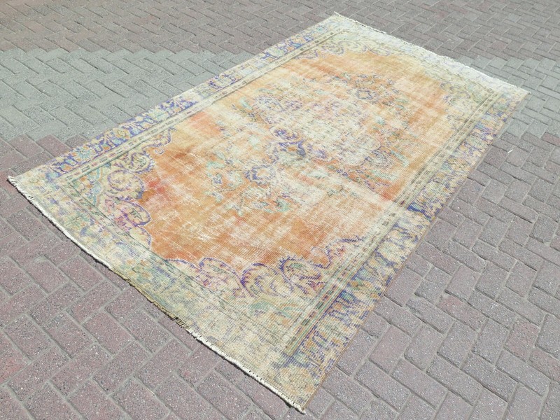 Vintage Rug, Anatolia Carpet, Distressed Rug, Floor Carpet Handmade Rug 69"x113" gallery
