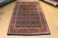 4X6 Ft. HANDMADE WOOL RUG BIDJAR DESIGN TRADITIONAL DESIGN dark-blue-background