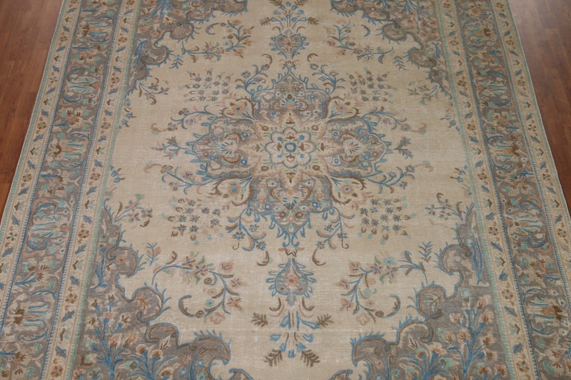 Distressed Traditional Area Rug 10x13 Living Room Hand-knotted Medallion Carpet gallery