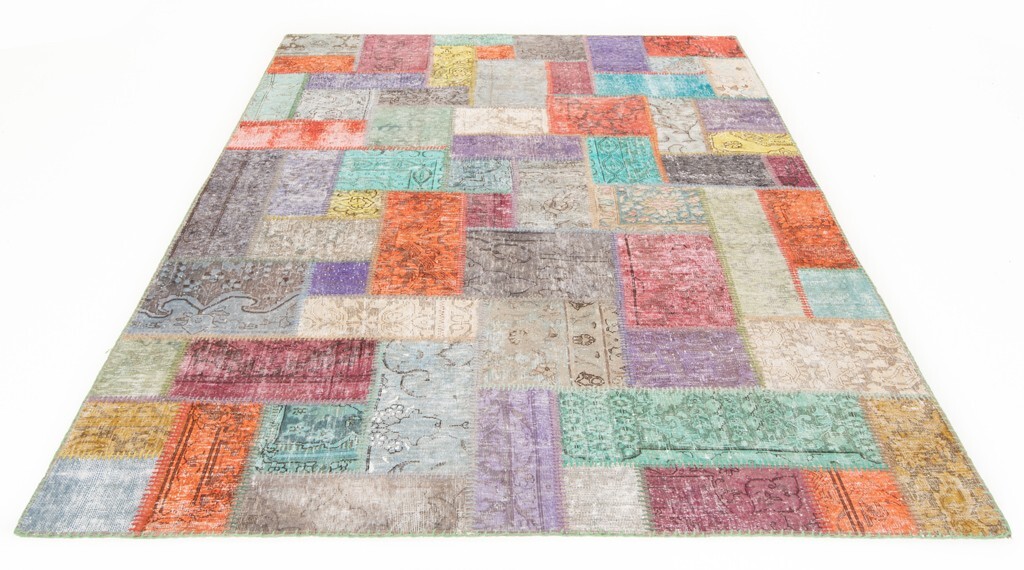 Patchwork 244x167 cm Hand Knotted Vintage Oriental Carpet Rug gallery