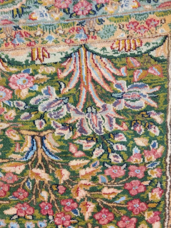 Antique Oriental Hand-Knotted Wool Area Rug Rahvar Rare Green/Blue 6'9" x 8'4" gallery