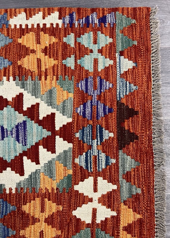 Handmade Kilim Runner wool natural colours Afghan Traditional 201cmx72cm gallery