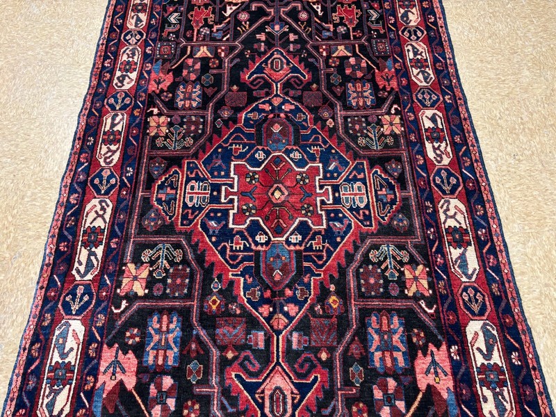5x10 Tribal Nahavand Wool Hand Knotted Runner Rug Navy Blue Red Oriental Carpet gallery