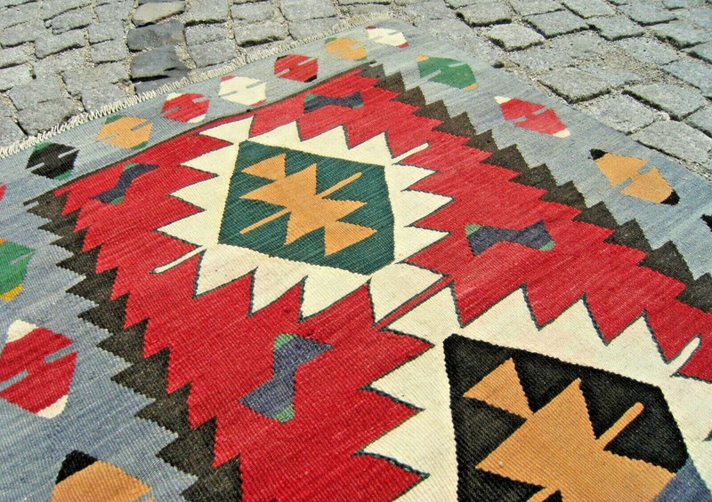 Turkish Rug 36'' x 47'' Vintage Oushak Kilim Organic Wool Bohemian Kilim Rug gallery