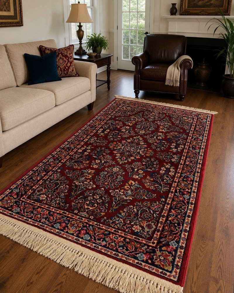 2.5x5 Karastan Rug 785 Red Sarouk -Professionally Washed
