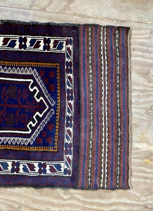 Vintage Bal uch Hand knotted Rug With Flat Weave Kilim Ends gallery