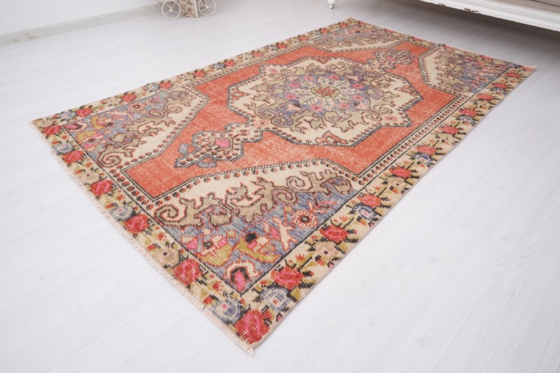 Soft Turkish Area Rug Vintage Rug Oushak Rug 4x7 Neutral Rug Anatolian Rug 188 gallery
