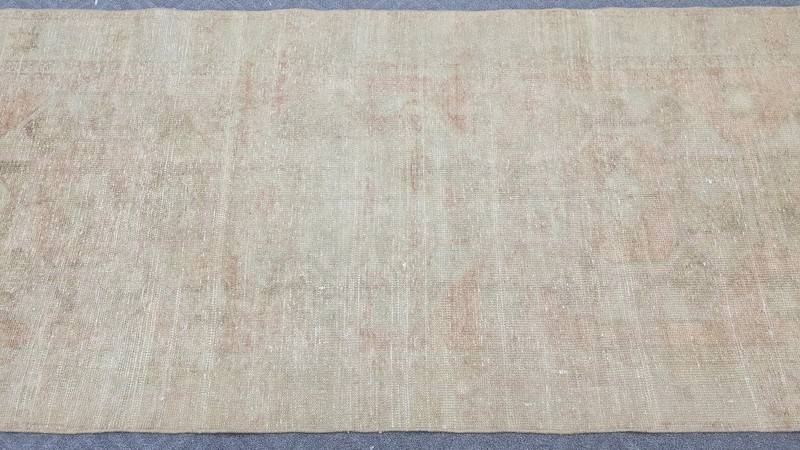 Neutral Turkish Runner Rug 4x12 Vintage Oushak Cream Brown Blush Beige Runner gallery