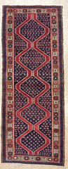 Antique Meshkin Tribal Runner Area Rug Vintage Hand Knotted Wool Navy 3.5×9.9