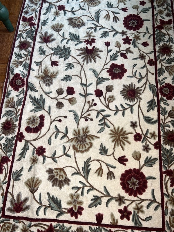 Vintage Hand Woven Wool Traditional Kashmiri Multicolor Kilim Rug Carpet 55x34” gallery