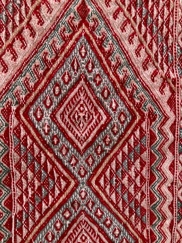 Vintage Handwoven Moroccan Geometric Sumak Wool Kilim Rug Carpet 172x52 cm gallery
