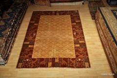 _HAND-MADE_KNOTTED_ BEIGE RUG Fine Quality 6′ x 9′ Chobi rug, beige brick PAMIR