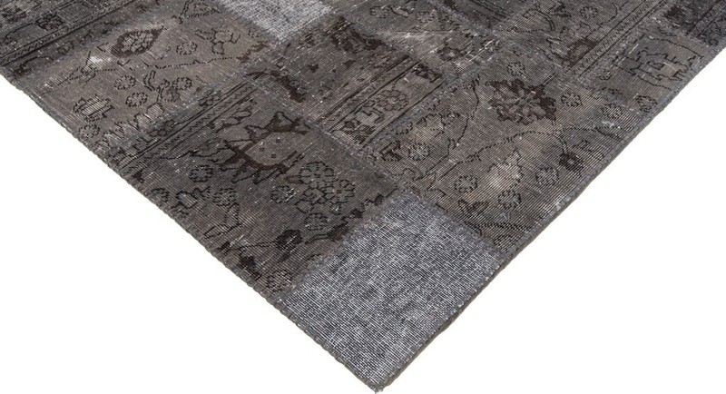 Patchwork 252x175 cm Hand Knotted Vintage Rug Carpet Rectangular Grey gallery