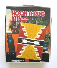 EUC Vtg 70s Malina Latch Hook-A-Rug Kit Southwest Mesa Geometric Tribal 20×27