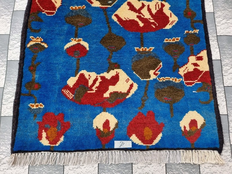 Hand Afghan Opium Flower Rug Tribal Wool With Knotted Wall Hanging Rug gallery