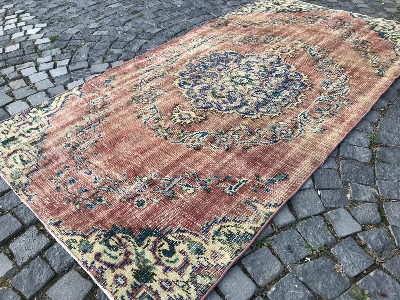 Turkish Antique rug Bohemian Area rug Oushak rug Vintage Rug Handmade Wool rug gallery