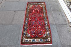 Vintage Hand Made Traditional Oriental Wool Red Short Runner 164x67cm
