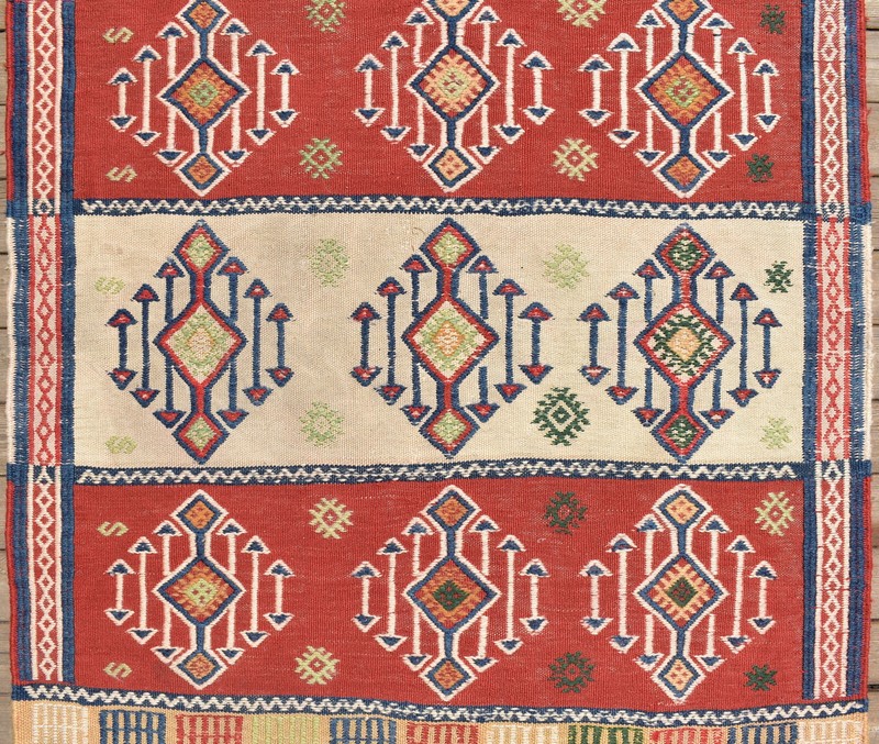 Turkish Vintage Kilim Handwoven 3x5 Cicim Kilim Natural Wool Area Rug 105x180cm gallery