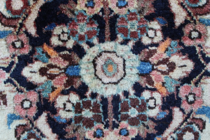 Vintage Worn Hand Made Traditional Oriental Wool White Small Rug Runner 123x65cm gallery