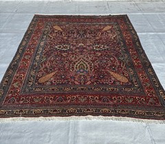 Antique 9X12 Khorason Dorakhsh Carpet Cranberry & Cherry Red Arabesque Pattern