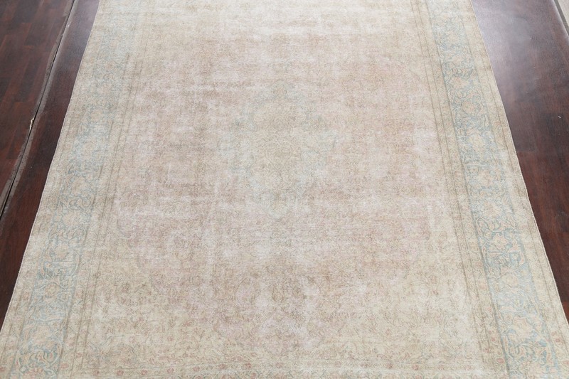 Muted Semi Antique Traditional Floral Area Rug Distressed Oriental Handmade 9x13 gallery