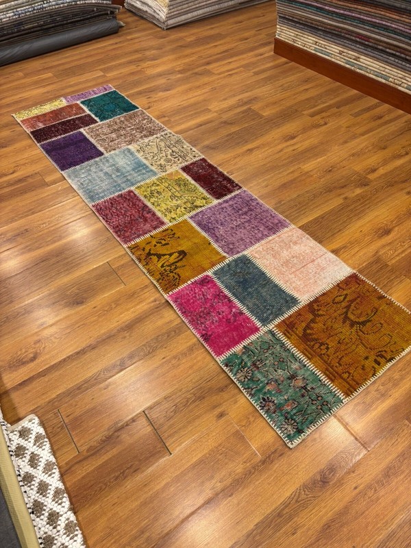 Multicolor Patchwork Rug, 2.6x9.8 ft Runner Rug, Hallway Decor, Long Area Rug gallery