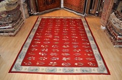10×14 ft. Handmade hand flat woven wool kilim RED BLUE AMERICAN INDIAN DESIGN