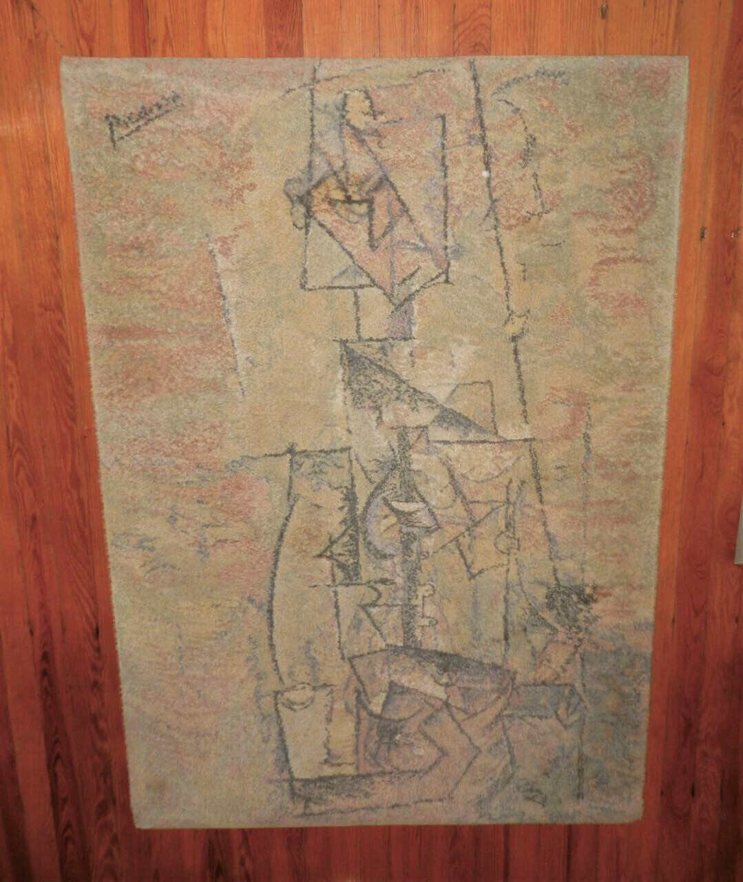 Vintage PICASSO Woman With Guitar Rug Made in Denmark Wool Carpet Limited Ed. gallery