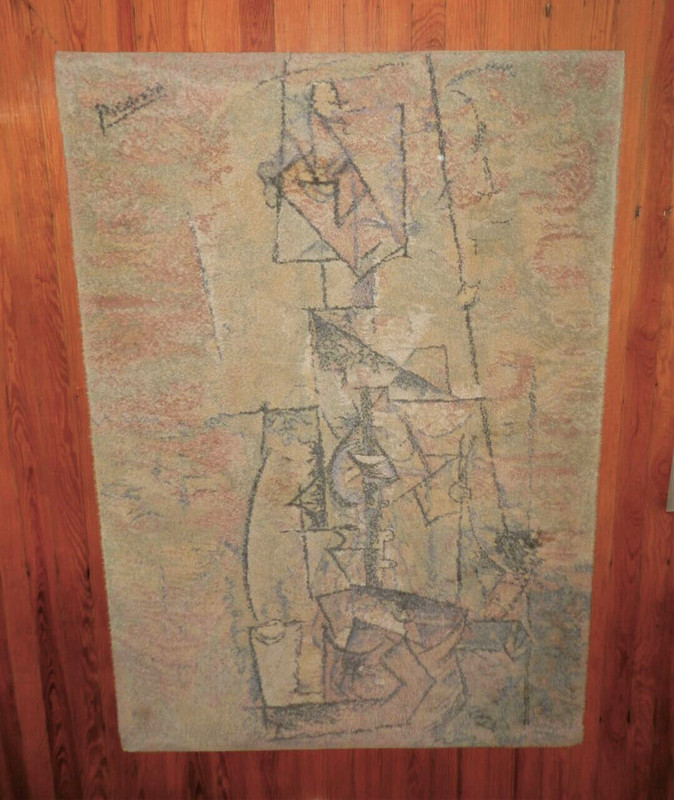 Vintage PICASSO Woman With Guitar Rug Made in Denmark Wool Carpet Limited Ed. gallery
