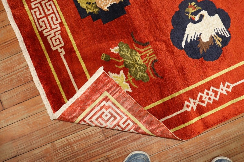 Vintage Chinese Silk Rug Size 4'2''x5'11'' gallery