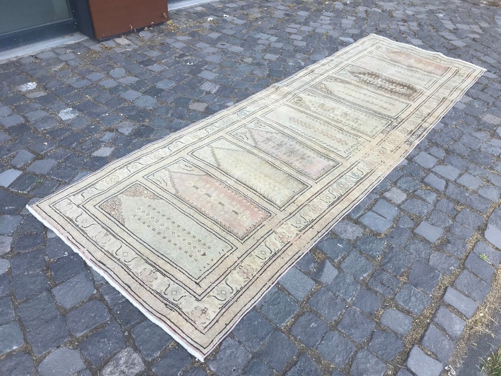 Turkish Vintage Rug Handmade Wool Rug Bohemian Runner Rug Home Rug3,1 x 9,4 ft