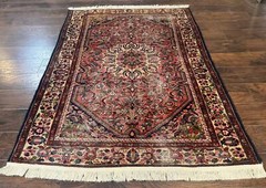 Antique Per’sian Malayer Rug 4.7 x 6.6 Tribal Rug 1920s Carpet Light Red