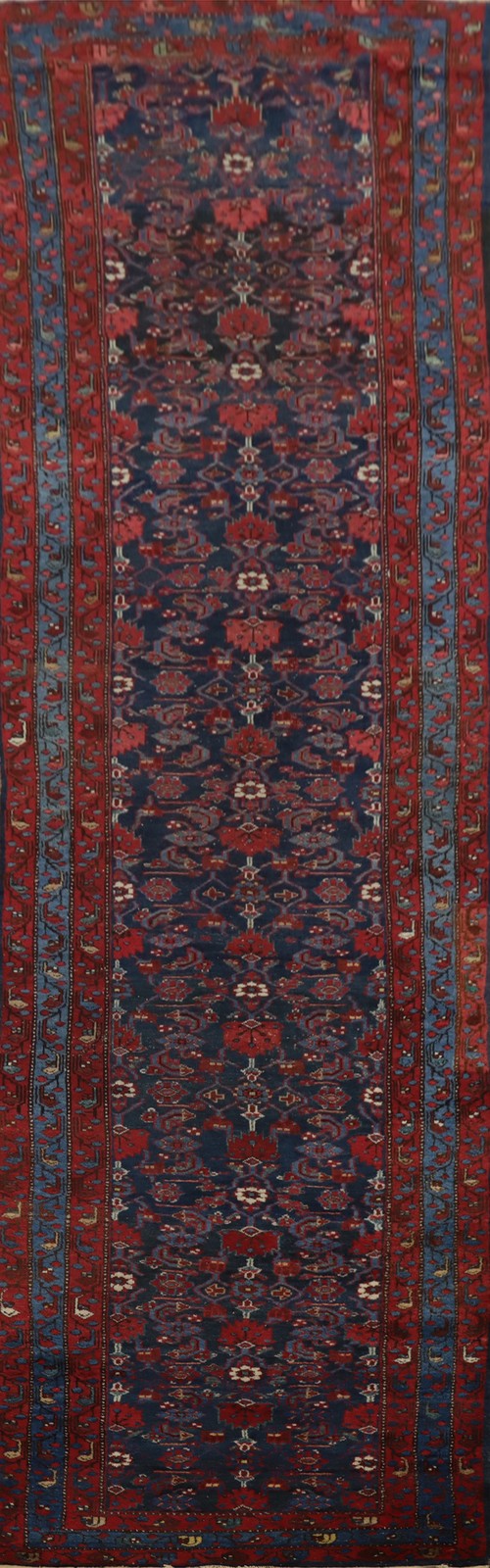 Antique Vegetable Dye Blues Wool Hand-knotted Traditional 16 ft Runner Rug 4x16 gallery