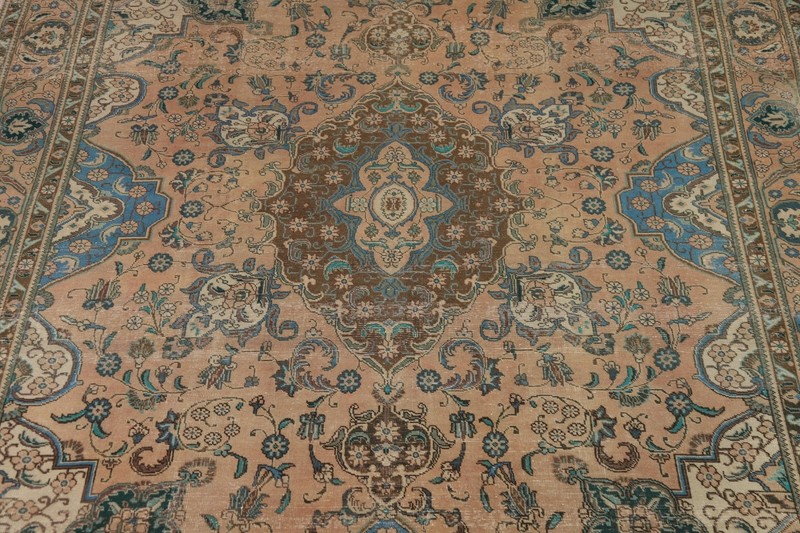 Vintage Tebriz Floral Traditional Area Rug 10x13 Wool Handmade Dining Room Rug gallery